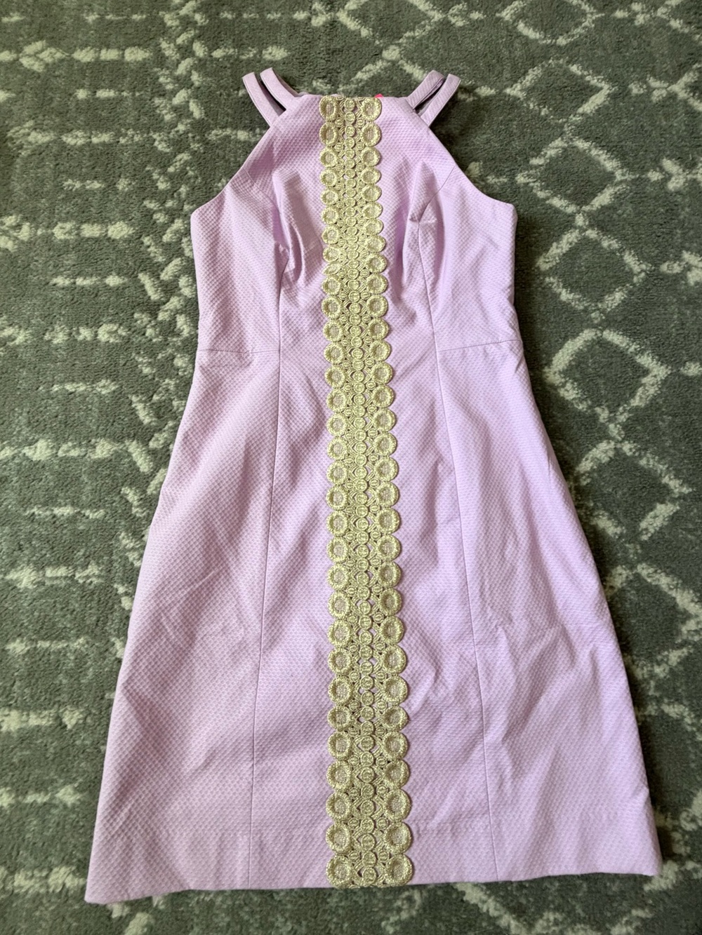 Lilly Pulitzer Lilac Midi Dress with Gold Lace Panel size 2